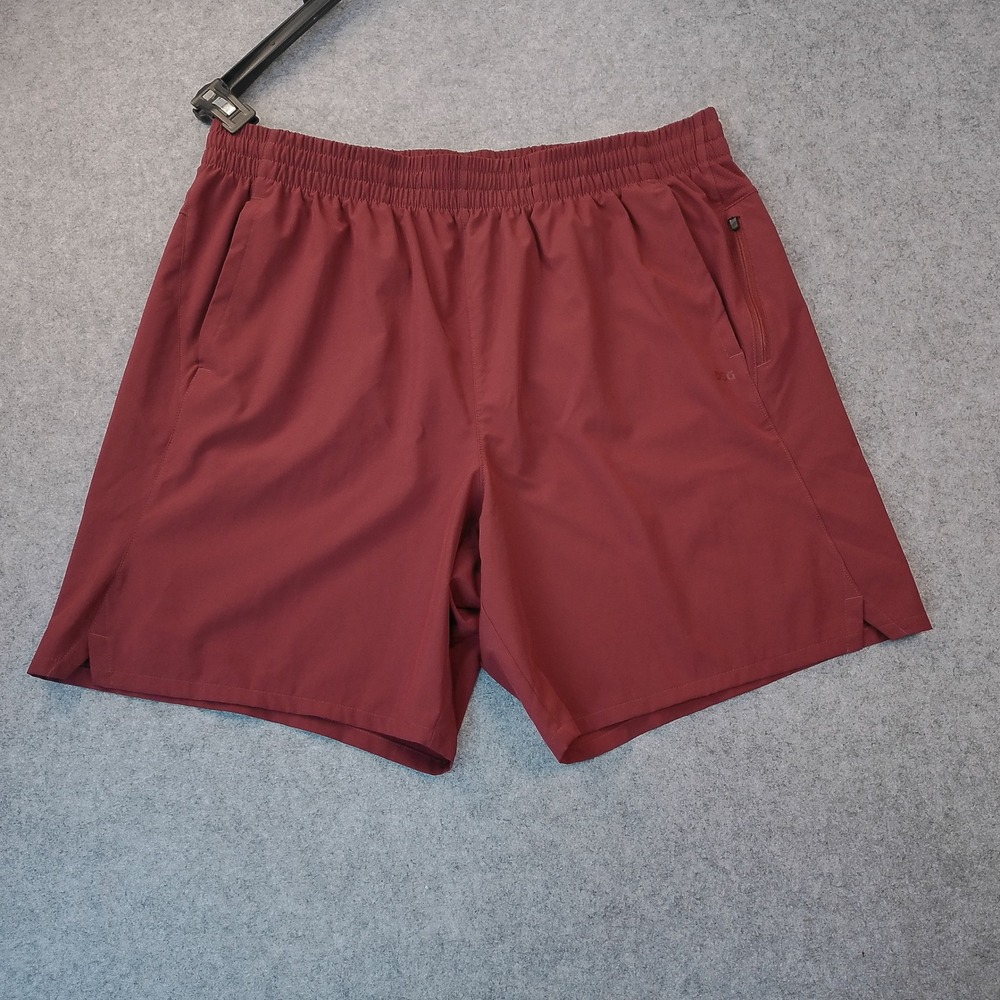 DSG Mens XL Burgundy Red Active Training Shorts Zipper Pocket 7 Inch Inseam
